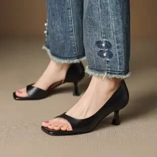 Sandales élégantes pour femmes à bout ouvert, tête carrée, talon fin, style estival, nouvelle mode, 