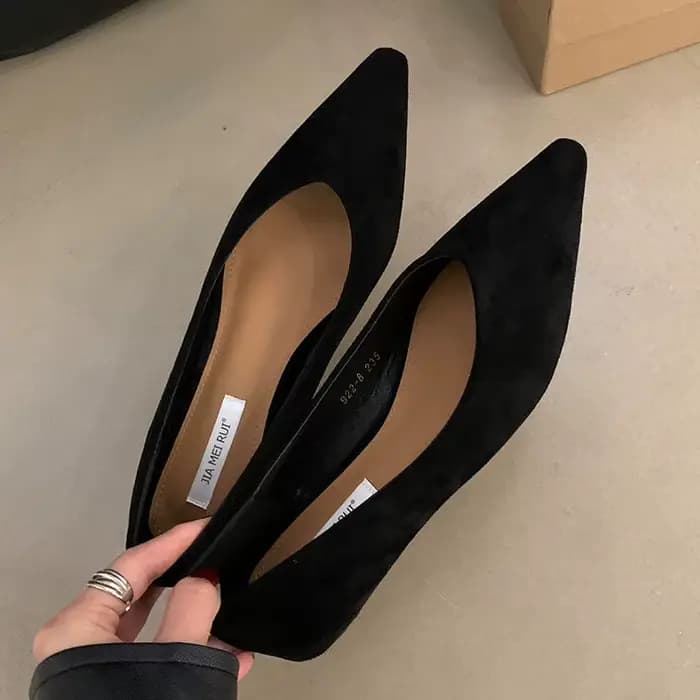 Escarpins à talons bas carrés pour femmes, chaussures à enfiler peu profondes, chaussures simples él