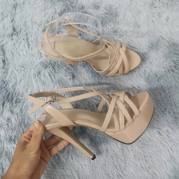 LOSLANDIFEN 2026 NOUVEAU Sandales à talons hauts plateforme 14 cm Sexy Bride cheville Bout ouvert Gl