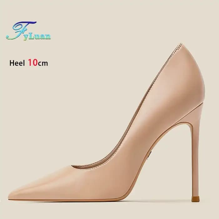 Haute qualité en peau de mouton talons hauts fête bureau mode pointu peu profond femmes chaussures 6