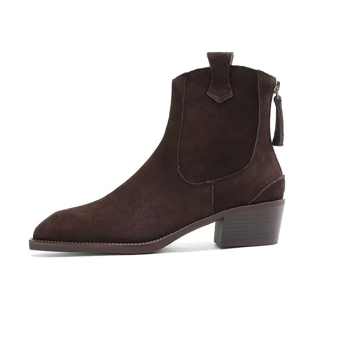 2025 automne hiver tendance vache daim femmes bottes occidentales noir marron kaki violet vert borde