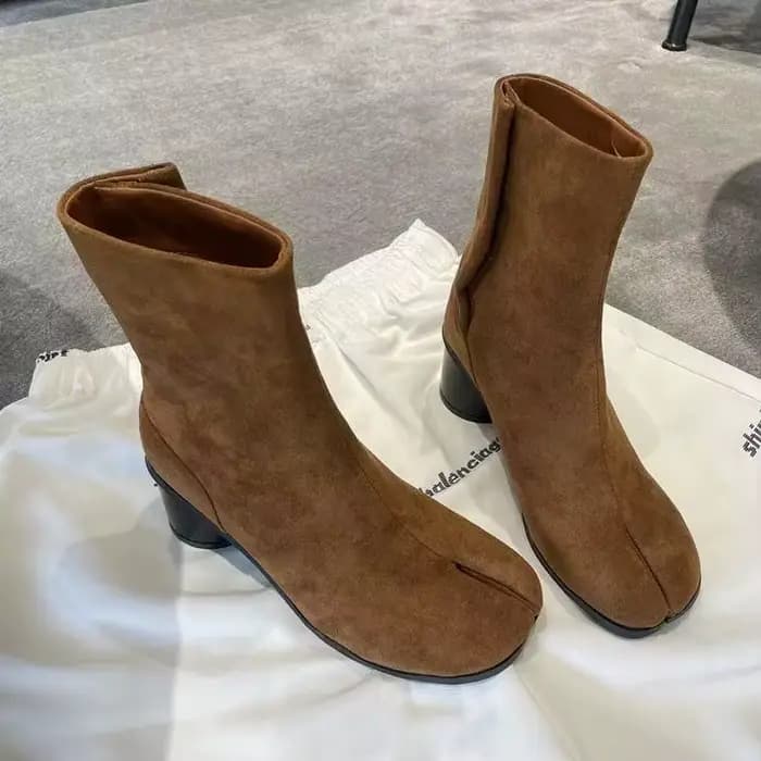Bottes à talons hauts mi-mollet pour femmes, en cuir véritable de vache, à la mode, bout fendu, chau