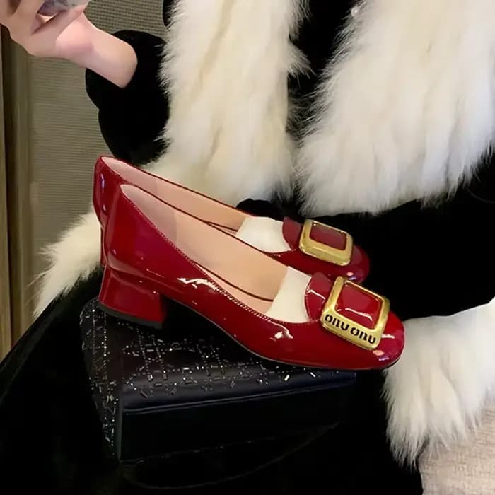 Escarpins à Talons Carrés pour Femme, Chaussures de Mariage Sexy, Rondes, en Métal, pour ix