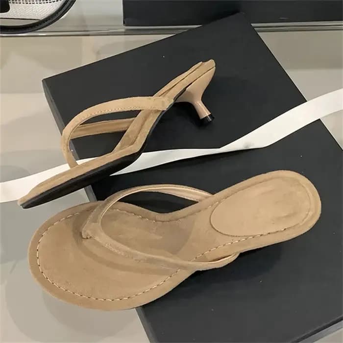 Eilyken rond Clip orteil mince talons bas femmes pantoufles en plein air sandales décontractées 2026