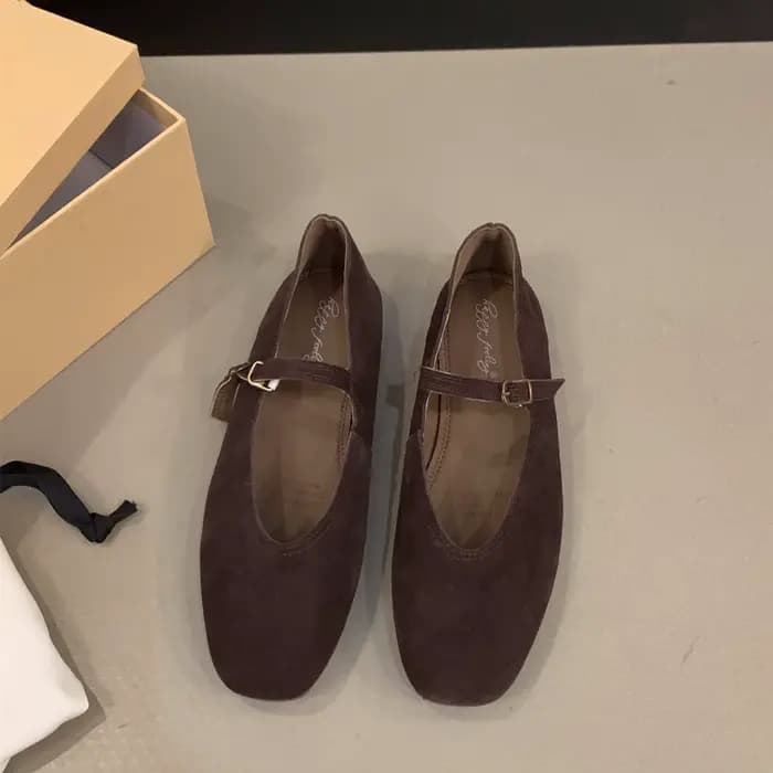 Chaussures de Ballet plates en cuir pour femmes, peu profondes, bout rond, ballerine, mocassins soup