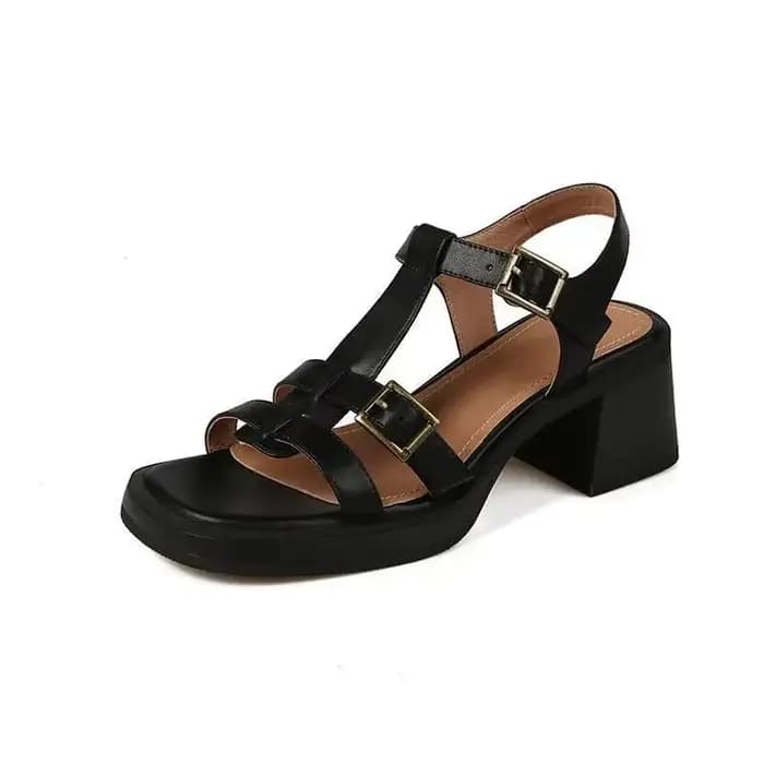 Sandales à talon épais style romain pour femme, à brides croisées, plateforme imperméable, talons ha