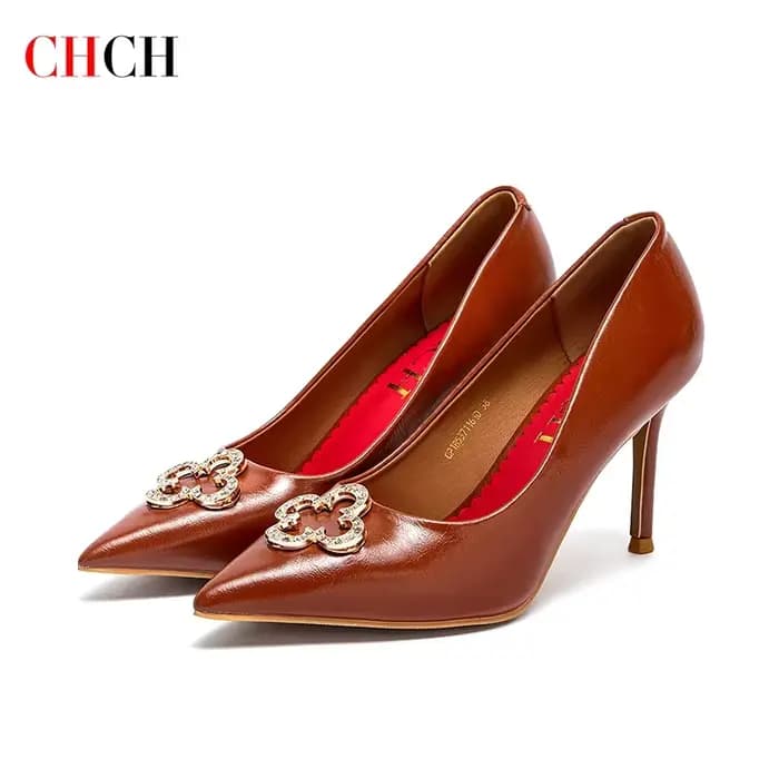 C-H femme talons hauts nouvelles chaussures pointues de haute qualité affaires banlieue filles chaus