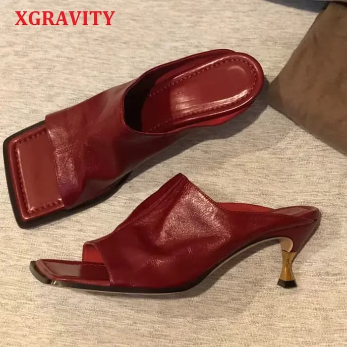 XGRAVITY – sandales de soirée à bout carré pour femmes, chaussures d'été Sexy et Vintage de qualité 