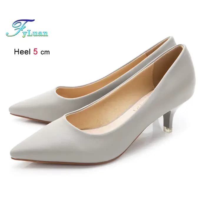 Chaussures à talons moyens noirs de 5cm pour femmes, escarpins à talons fins et pointus à bouche peu
