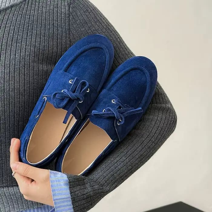 MORAZORA – mocassins en cuir suédé pour femmes, 3 couleurs, chaussures plates à lacets, bout rond, c