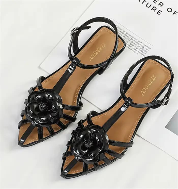 Sandales plates romaines de luxe à fleurs pour femmes, pointure 36-43, à bout fermé, ajourées, avec 