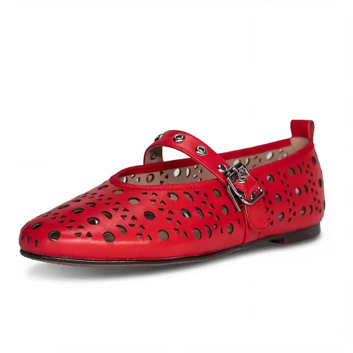 SmallHut 2026 Nouvelle Tendance Été Chaussures Plates Creuses pour Femmes en Cuir Véritable à Bout F