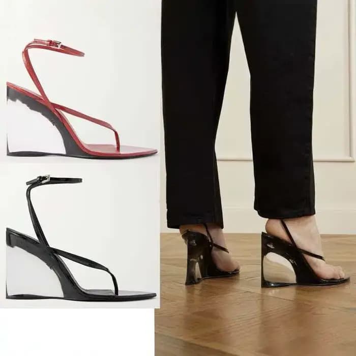 Sandales compensées transparentes sexy été 2026, chaussures polyvalentes à boucle pour défilés de mo
