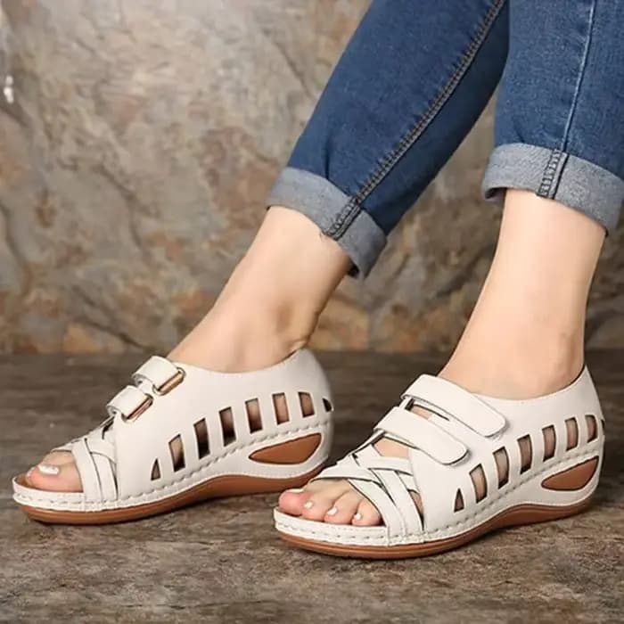 Sandales d'Été Rétro pour Femme, Orth4WD, Plates, Confortables, Ouvertes, Grande Taille, Ajourées, D