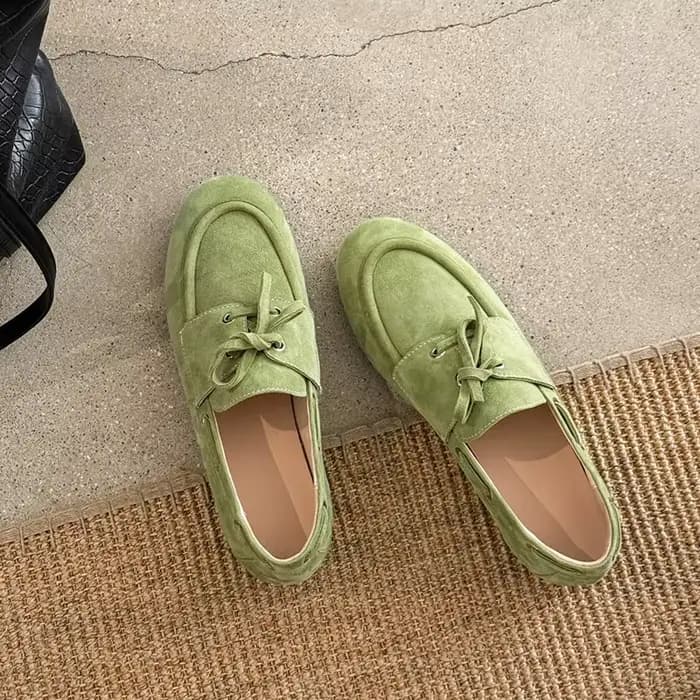MORAZORA – mocassins en cuir suédé pour femmes, 3 couleurs, chaussures plates à lacets, bout rond, c