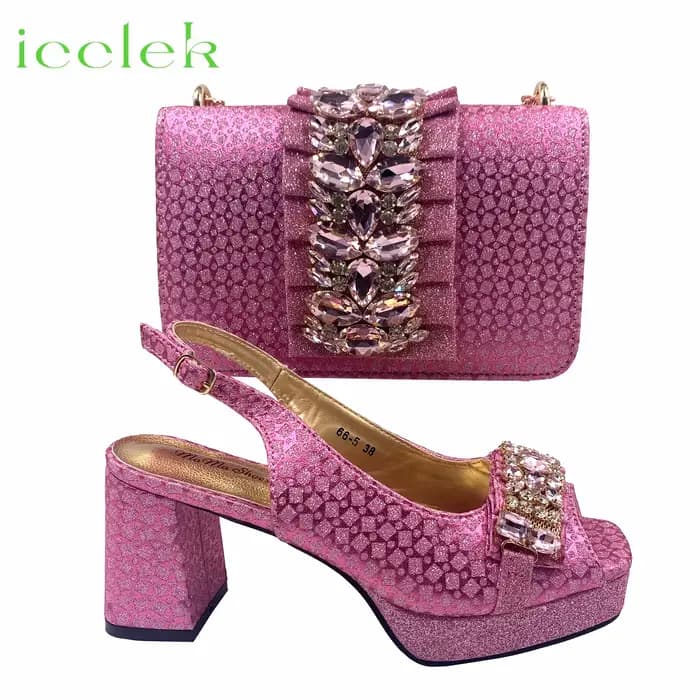 Ensemble chaussures et sac pour femmes, design italien tendance, tissus synthétiques spéciaux multic