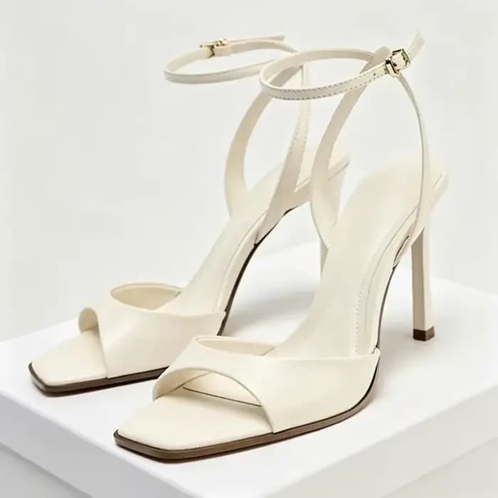 Élégant bride à la cheville talons hauts dames bout carré mode robe de soirée chaussures bureau creu