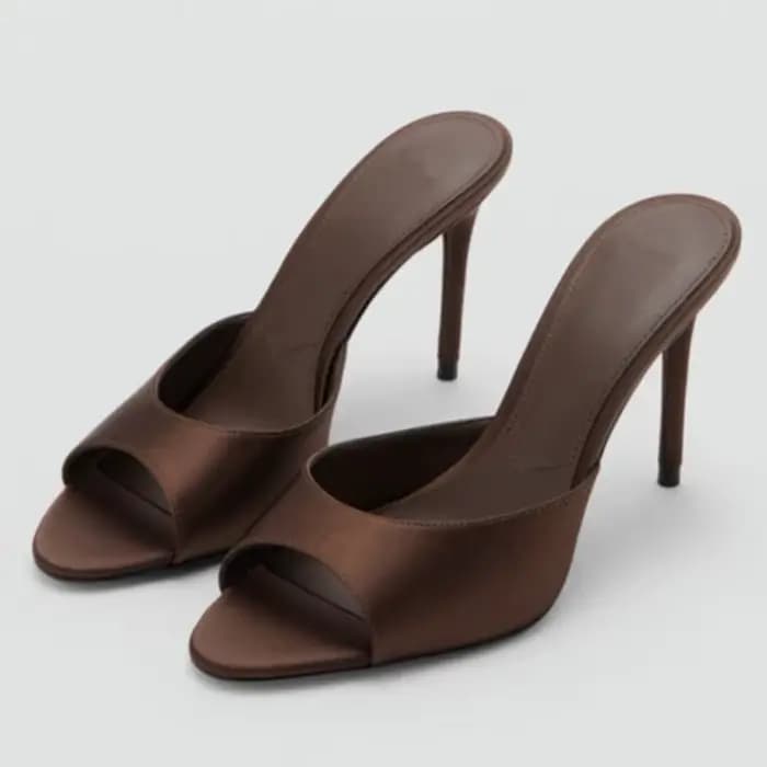 Sandales d'été 2026 en satin pour femme – Tongs confortables à bout ouvert, chaussures habillées de 