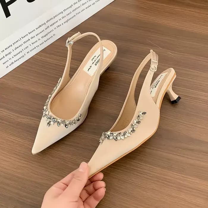 Escarpins à talons hauts pour femmes, chaussures de luxe avec strass, robe de soirée, sandales en cu
