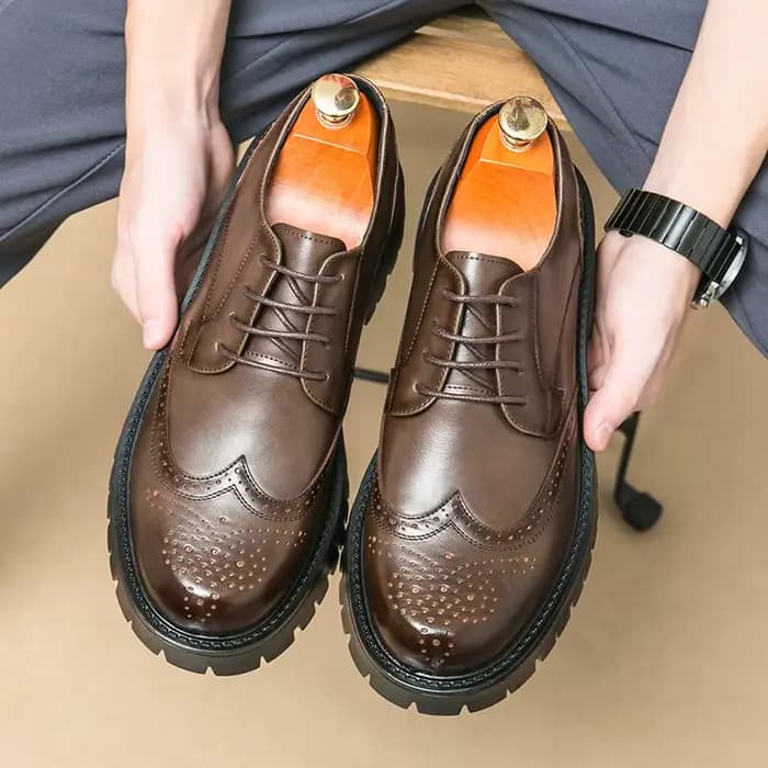 Chaussures Oxford à fond épais de marque de luxe, chaussures de sécurité d'extérieur à lacets, chaus