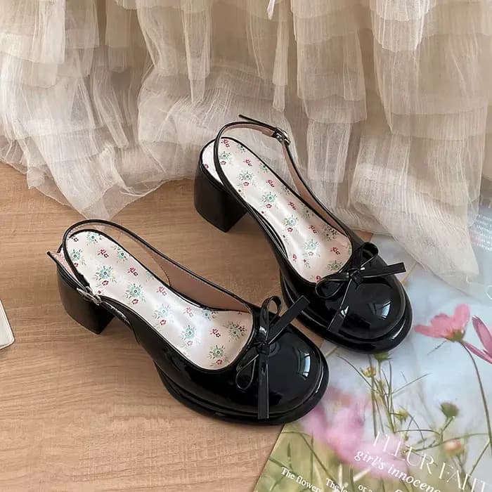 Sandales à bout couvert avec nœud papillon pour femmes, chaussures à talons épais, à la mode, gladia