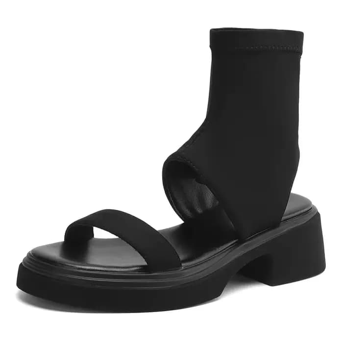 ANOVISHANA 2025 nouveau Design femmes sandales bout rond talons épais 5cm sans lacet grande taille 4