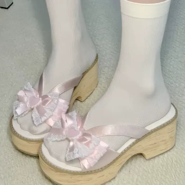 Sabots japonais Cos pour femmes, pantoufles d'été, nouveau nœud doux, Grain de bois, fond épais, cha