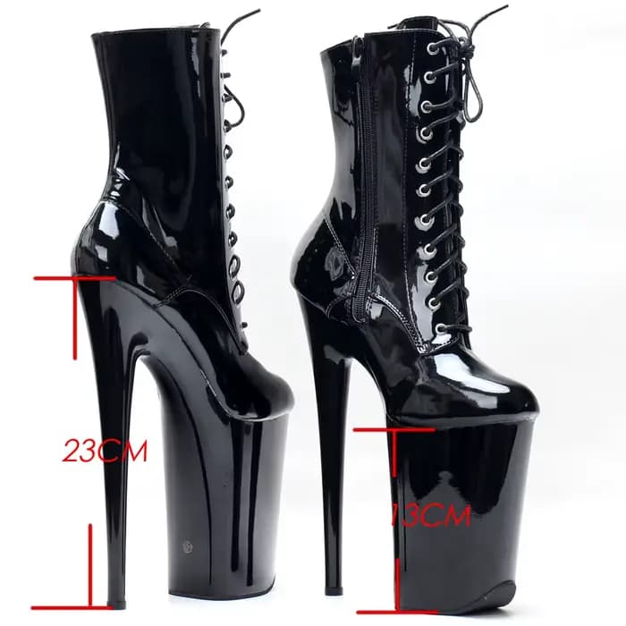 Chaussures de strip-teaseuse à talons hauts extrêmes de 23CM, bottines de danse sur poteau à lacets