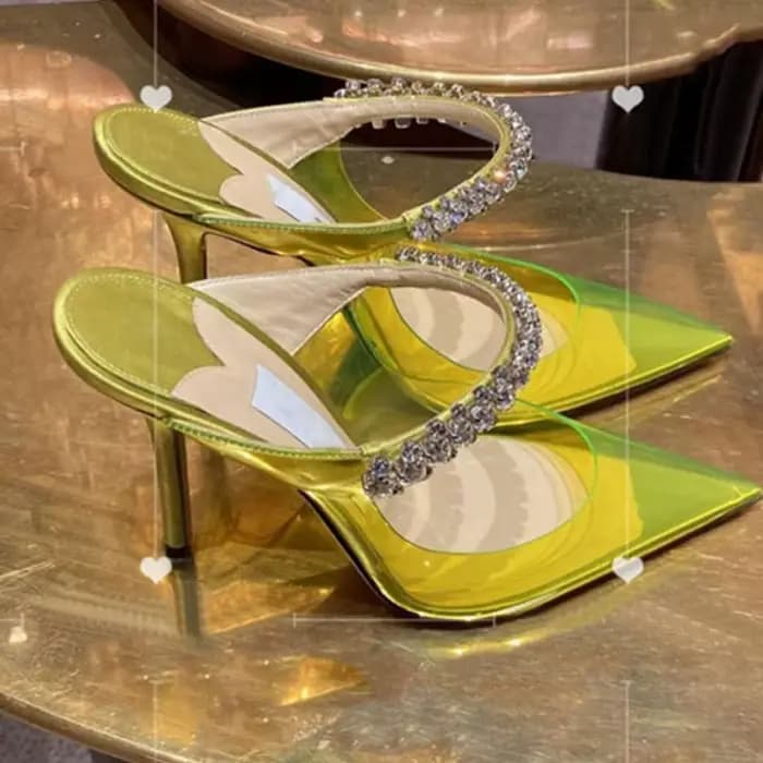 Talons hauts pointus pour dames, talon aiguille avec biscuits, sandales transparentes, escarpins