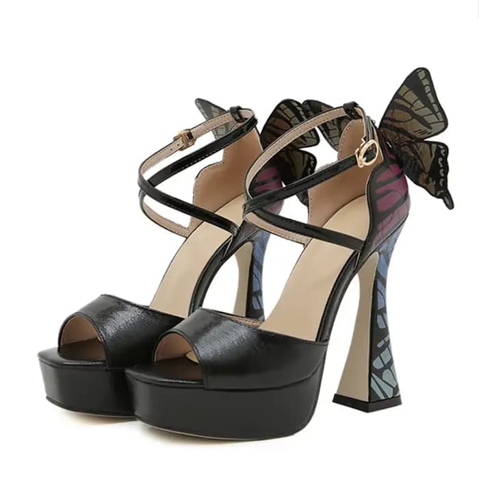 Liyke été 13.5CM talons Super hauts plate-forme sandales femmes mode grand papillon couverture sangl