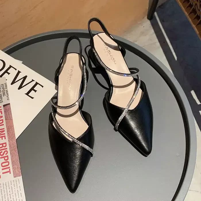 Sandales pour femmes talons moyens bloc sandale femme fête Sexy gros cuir véritable strass été nouve