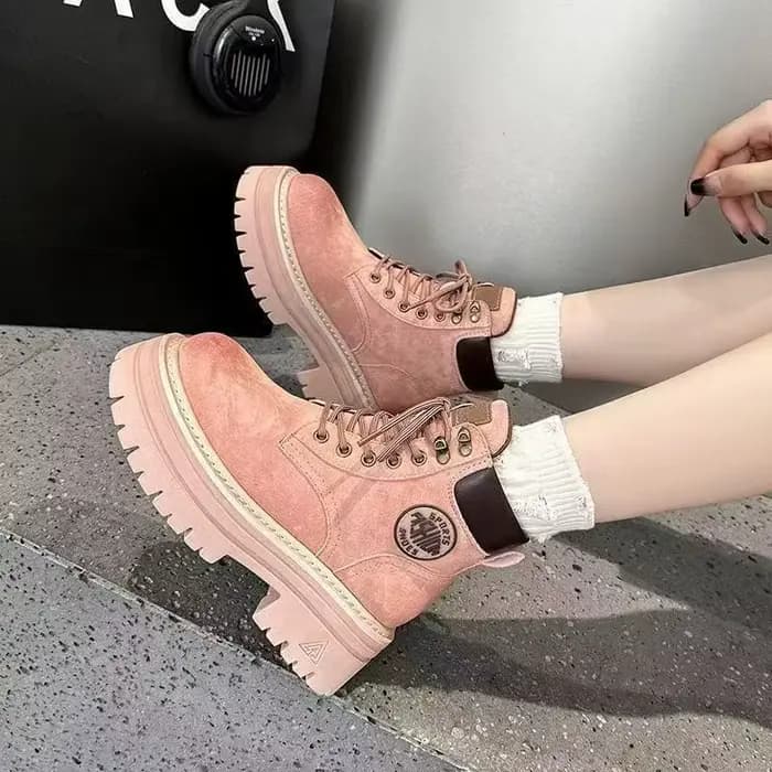 Bottines courtes à talons mi-hauts pour femmes, chaussures montantes à la mode, pour loisirs en plei