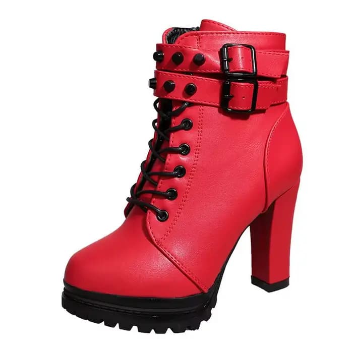 Bottes de moto pour femmes, nouveau style de mode, bottes matures à talons hauts, fond plat, boucle 