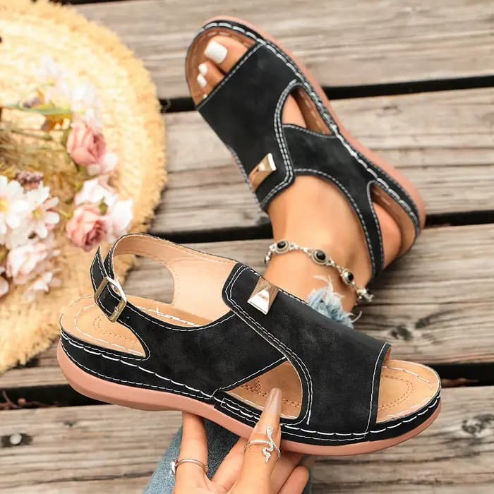 Sandales pour femmes, style ethnique, chaussures d'été pour femmes, sandales à talons compensés, san