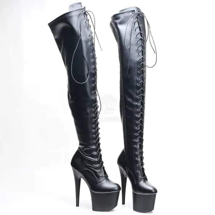 Bottes cuissardes à talon aiguille de 7 pouces avec plateforme, pour la danse exotique et la pole da