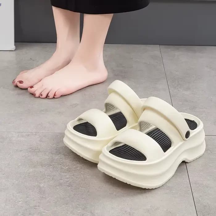 Sandales d'été pour femmes à talon épais, portables de deux façons, rehaussantes, légères, tendance,
