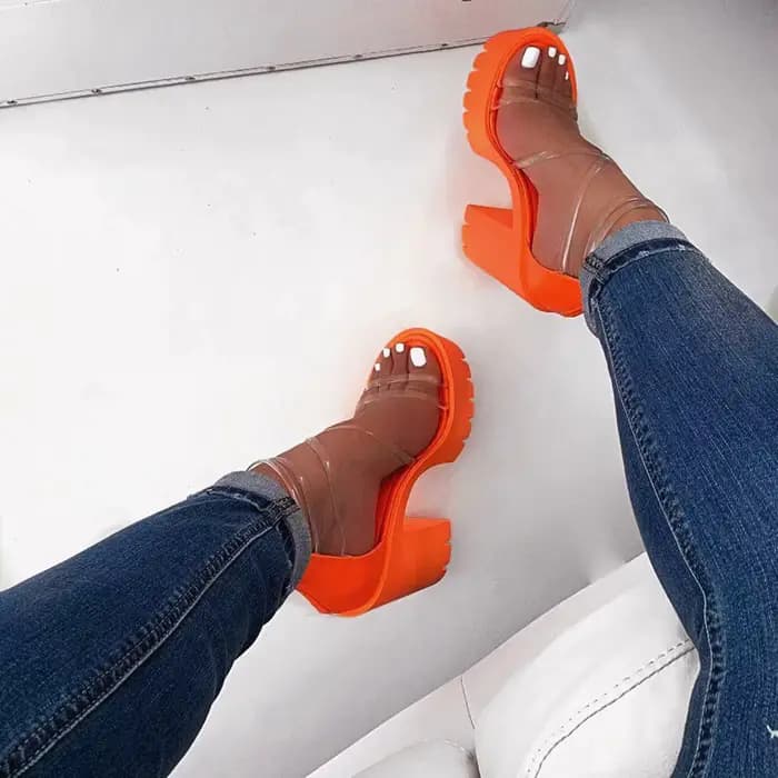Sandales compensées à talons hauts pour femmes, sangle transparente, évider, Parker ouvert, luxe, so