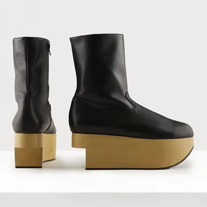 Bottines compensées blanches à grain de bois, bout rond, fermeture éclair latérale, semelle épaisse,