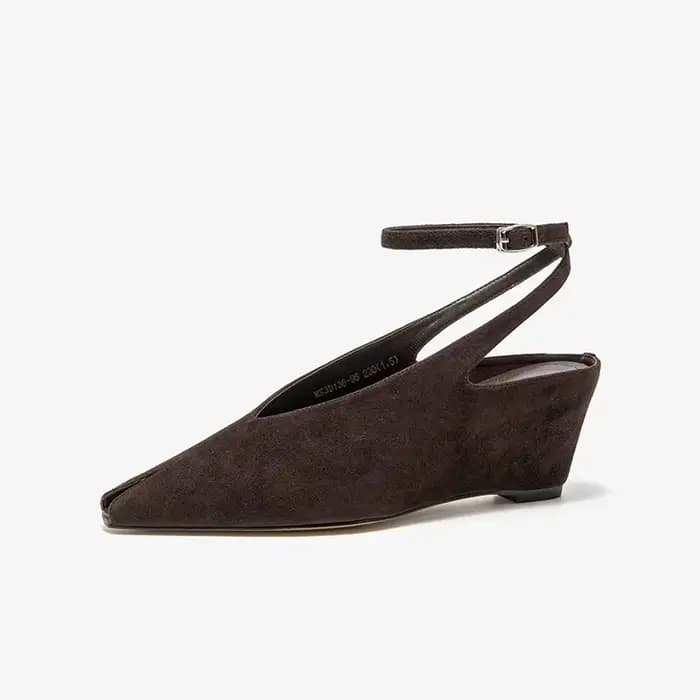 BEAUTODAY – escarpins fantaisie en daim de mouton pour femmes, couleur unie, bout ouvert, talons hau