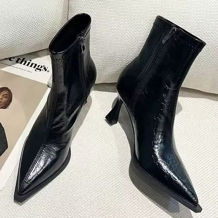 Bottes courtes élastiques rouges pour femmes, talons hauts, bout pointu, mode automne-hiver, style r