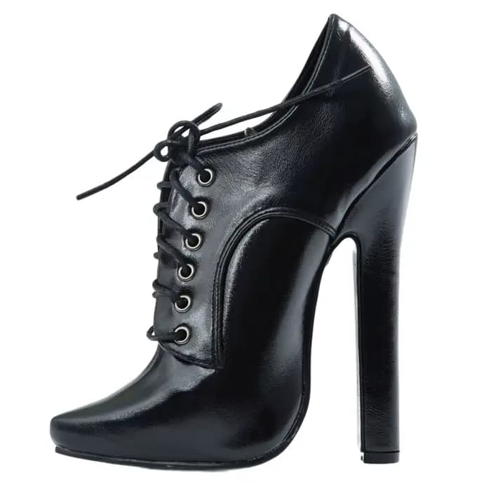 Chaussures à talons hauts de 6 pouces, à lacets, bout pointu, unisexes, Fetishheels, Vintage Drag Qu
