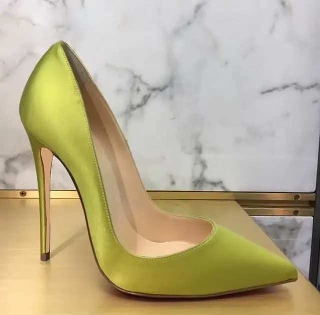 InjSatin-Escarpins pointus à talons aiguilles, coupe peu profonde, sexy, bleu, vert, violet, robe de