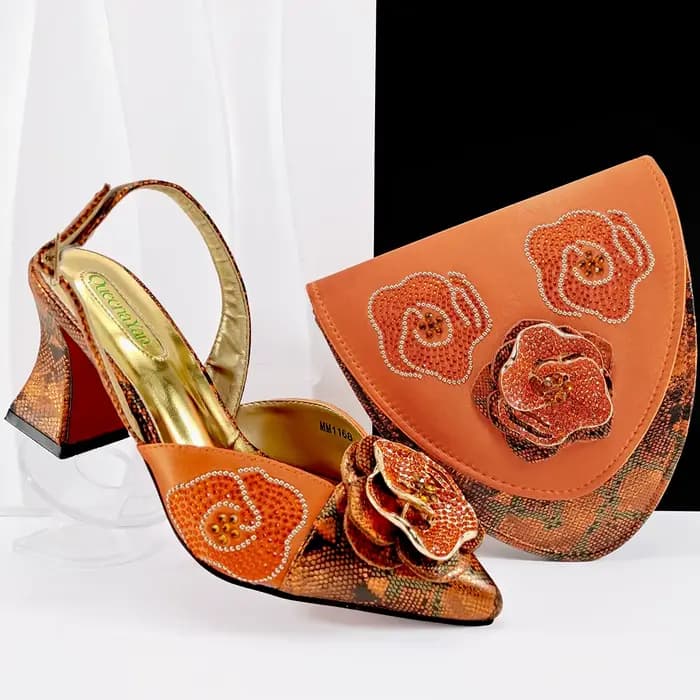 Chaussures et sac à talons hauts pour femmes, nouveau Design italien, Design floral, fête de mariage
