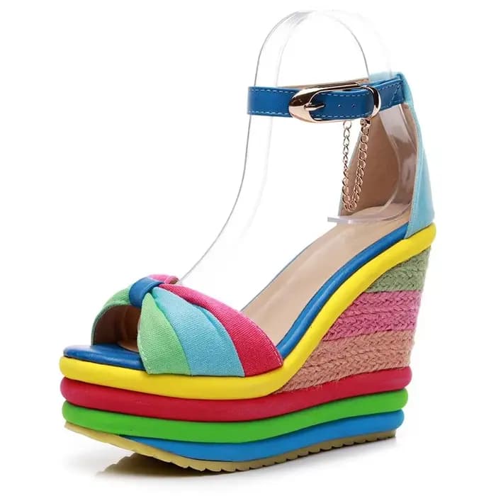 BEYARNE-Sandales à plateforme pour femmes, chaussures d'été, mode arc-en-ciel, talons hauts, sandale