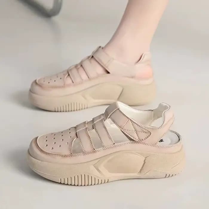 Sandales d'été décontractées pour femmes, chaussures de sport à bout fermé, sandales mode ajourées c
