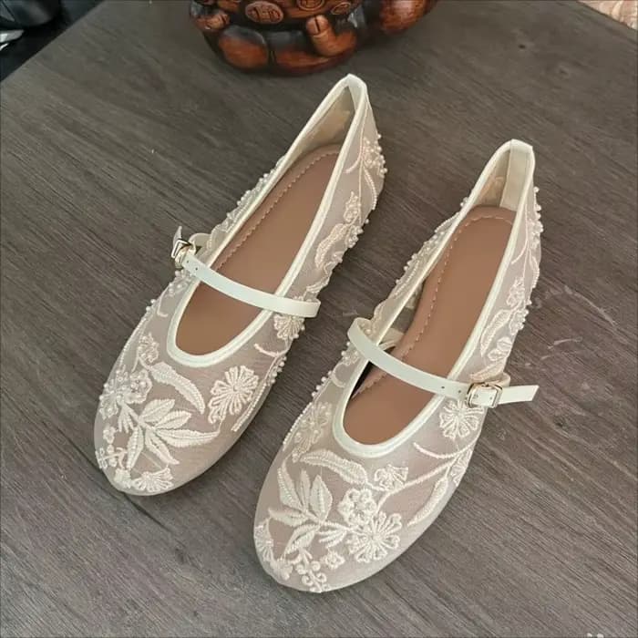 Ballerines pour femmes, chaussures de ballet, nouvelle collection été 2025, blanches, Mary Jane, con