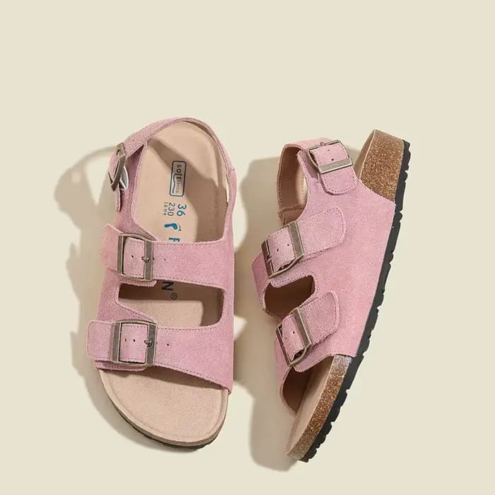Sandales romaines en cuir véritable pour femme, nouvelle collection été 2025, style rétro, à semelle