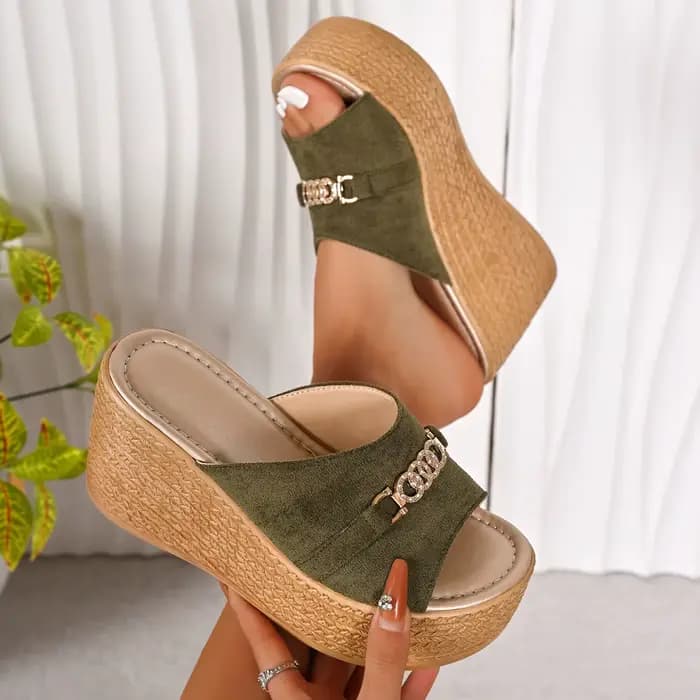 Nouvelles sandales compensées à bout ouvert pour femme, style européen, plateforme épaisse, talons h