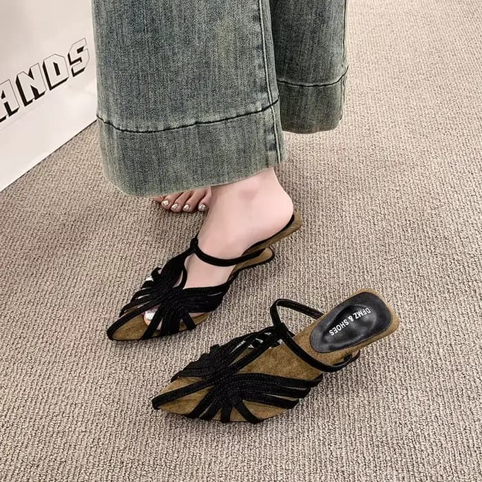Mules à talon compensé et bout pointu pour femme, modèle 2026, à enfiler, style romain chic