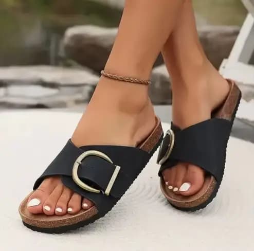 Soldes d'été de la saison : Sandales tendance à semelle en liège pour femme, chaussures de plage à e